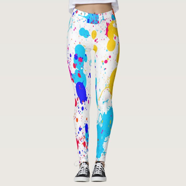 Legging Turquesa Amarelo Púrpura de Neon Paint (Frente)