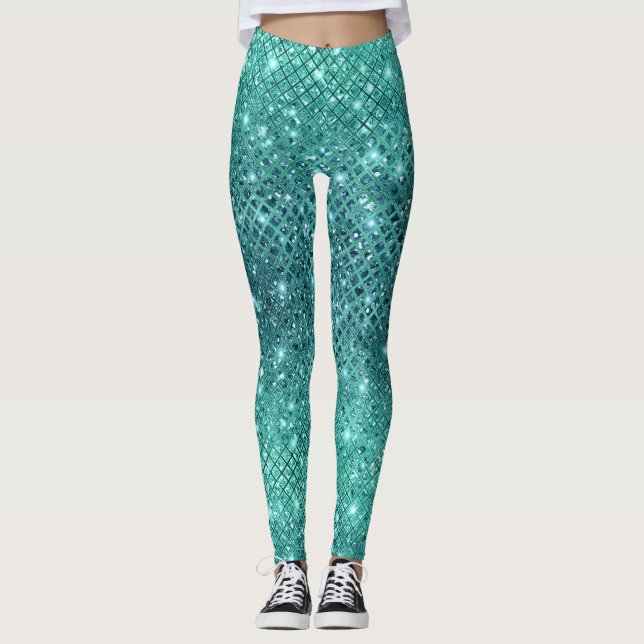 Legging Turquesa Aqua Green Sparkle (Frente)