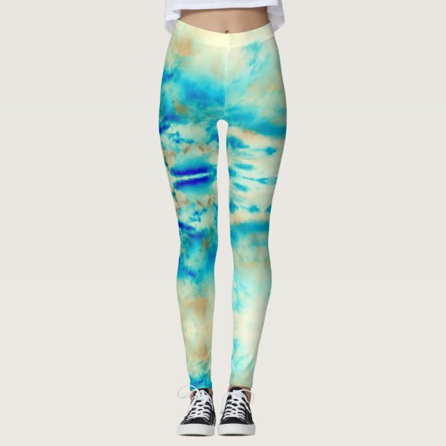 Legging Turquesa azul-abstrato (Frente)