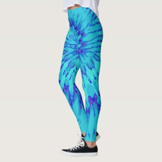 Legging Turquesa e azul com corante espiral magenta