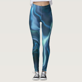 Legging Turquesa e coxas de água azul marmoreadas
