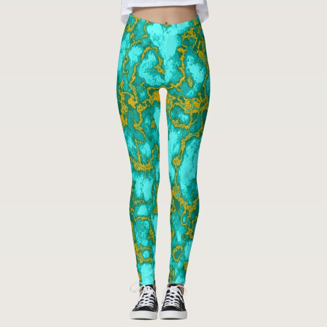 Legging Turquesa e Dourada (Frente)