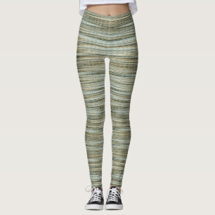 Legging Turquesa e Dourado padrão riscado