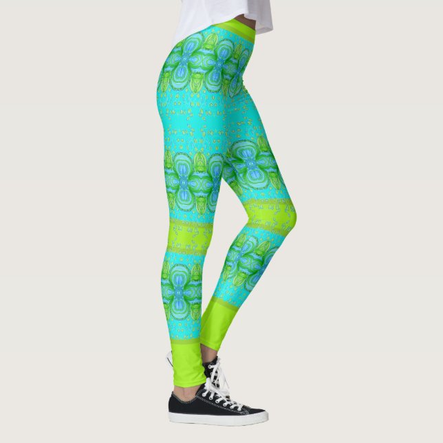 Legging Turquesa E Limão Brilhante (Direita)