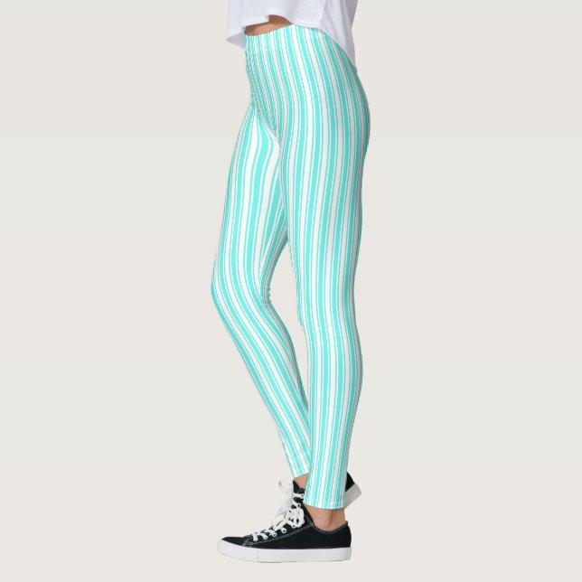 Legging Turquesa e listras doces brancas (Esquerda)