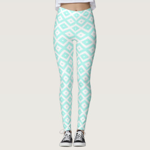 Legging Turquesa e padrão de diamante branco