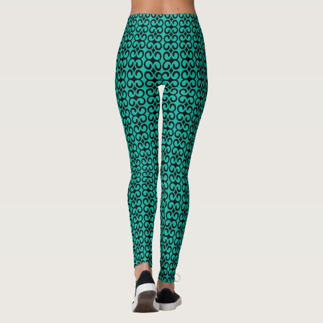 Legging Turquesa e Padrão Elegante Negro (Verso)