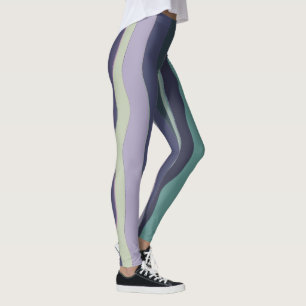 Legging Turquesa e tiras onduladas roxas
