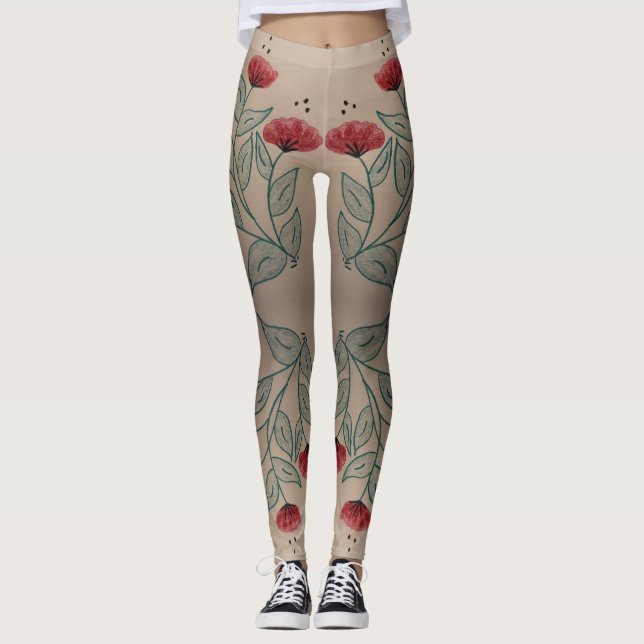 Legging Turquesa e Vermelho Celeiro (Frente)