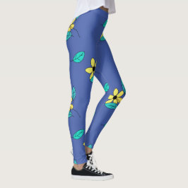 Legging Turquesa Pálida Deixa O Esboço Amarelo Da Flor