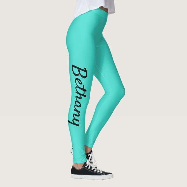 Legging Turquesa Personalizada Personalizada XS (0-2) para (Direita)
