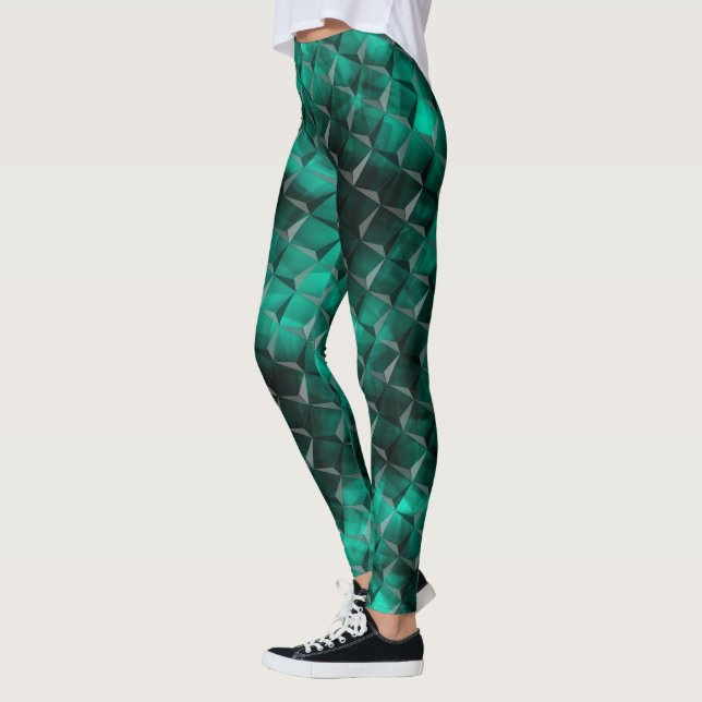 Legging Turquesa verde-azulada, retida, triângulo 3D (Esquerda)