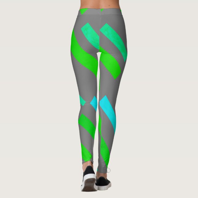 Legging Turquesa Verde Focada Bloqueia Pernas Abstrato (Verso)