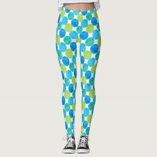 Legging Turquoise Blue Neon Green Bolinhas