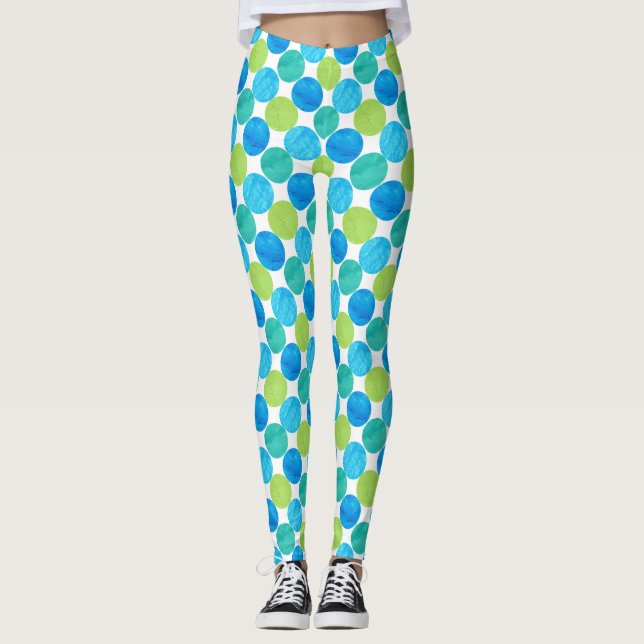 Legging Turquoise Blue Neon Green Bolinhas (Frente)