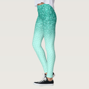 Legging Turquoise faux glitter ombre