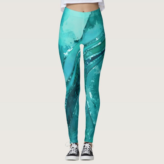 Legging Turquoise palette Flowing Abstract (Frente)