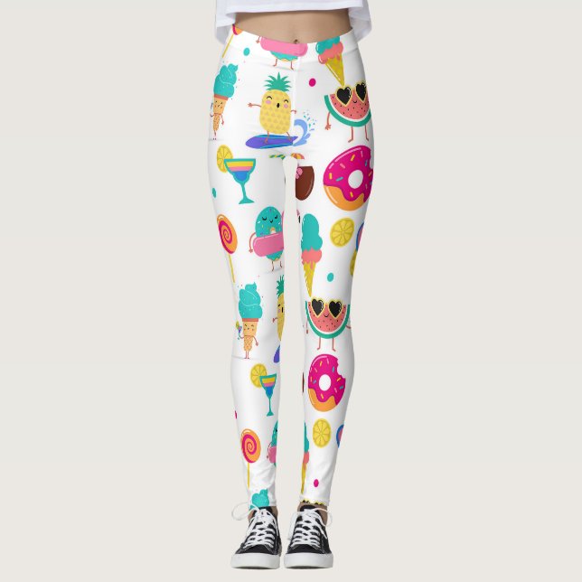 Legging Tutti Fruitti Sorvetes de Frutas de Verão (Frente)