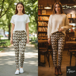 Legging Tweed Xadrez Diagonal Rústico Terra