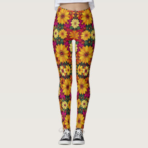 Legging Uau! Padrão floral colorido e brilhante.