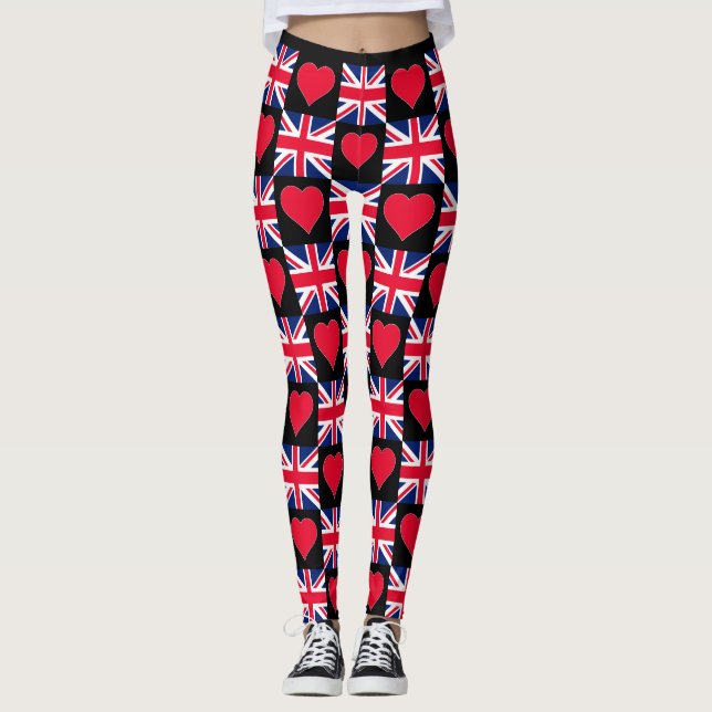 Legging UK Heart United Kingdom Flag Patriotic British (Frente)