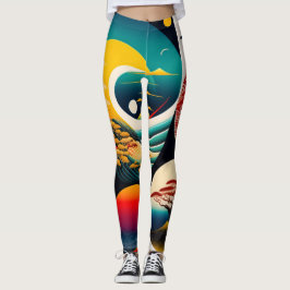 Legging Ukiyo-e Punk city KIMONO Leggings-THE  陰と陽 レギンス