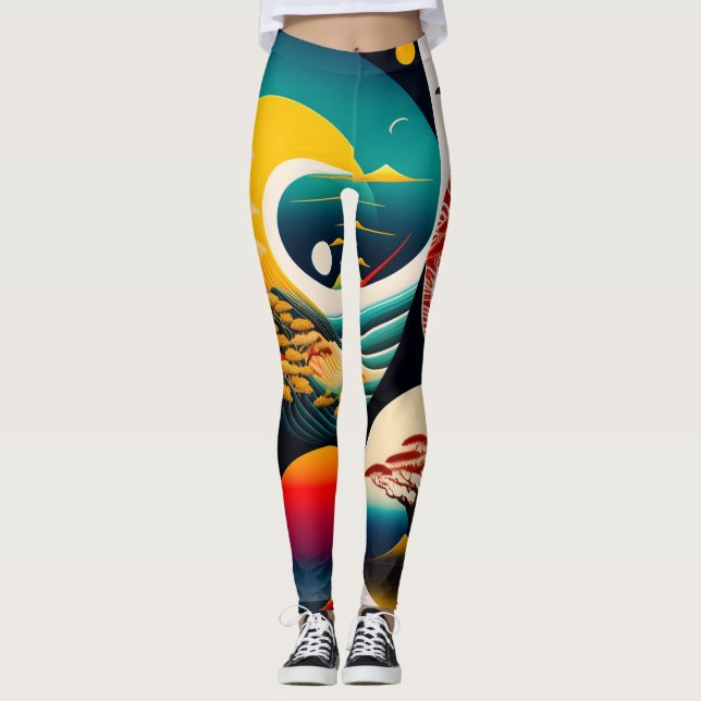 Legging Ukiyo-e Punk city KIMONO Leggings-THE  陰と陽 レギンス (Frente)