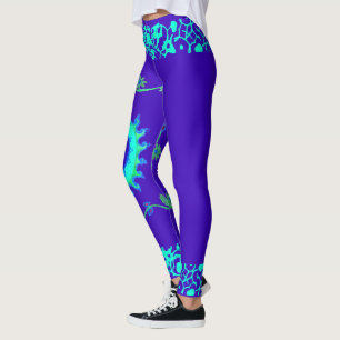 Legging Última hora de verão elegante floral azul de fim d