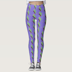 Legging Um desenho animado de lagarto de camaleão verde e
