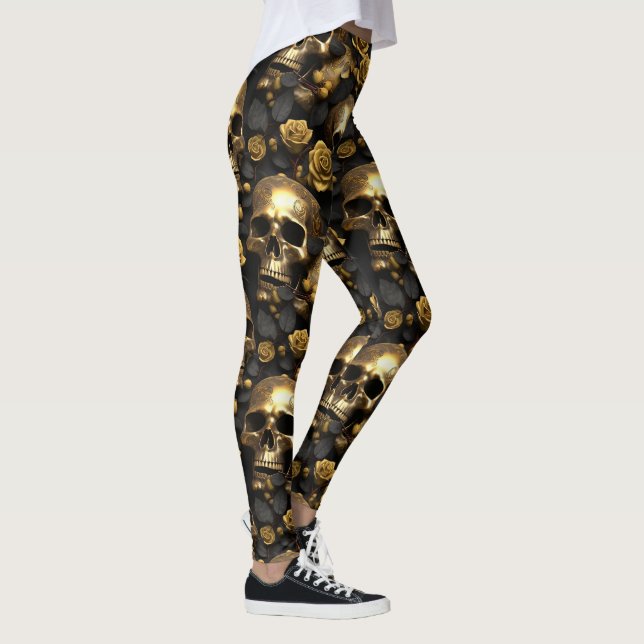Legging Um design da série A Skull and Roses 8 (Direita)
