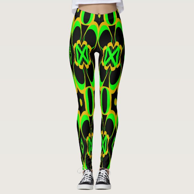Legging Um elegante verde e preto "Ratti_Creative_Arts" (Frente)