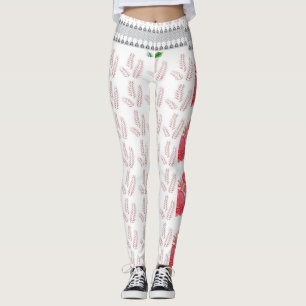 Legging um fundo branco com folhas rosa sobre ele
