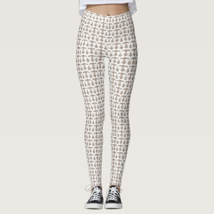 Legging um fundo branco com um padrão castanho