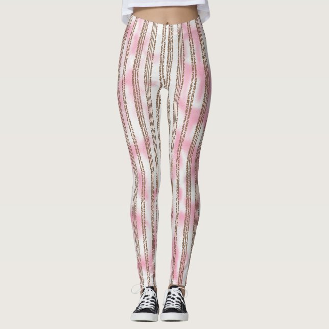 Legging um fundo listrado rosa e branco (Frente)