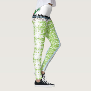 Legging um fundo verde e branco com pequenos pontos