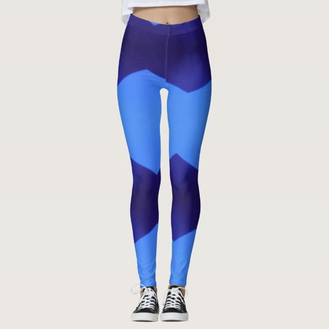 Legging Um padrão das linhas azuis escuras e bebê (Frente)