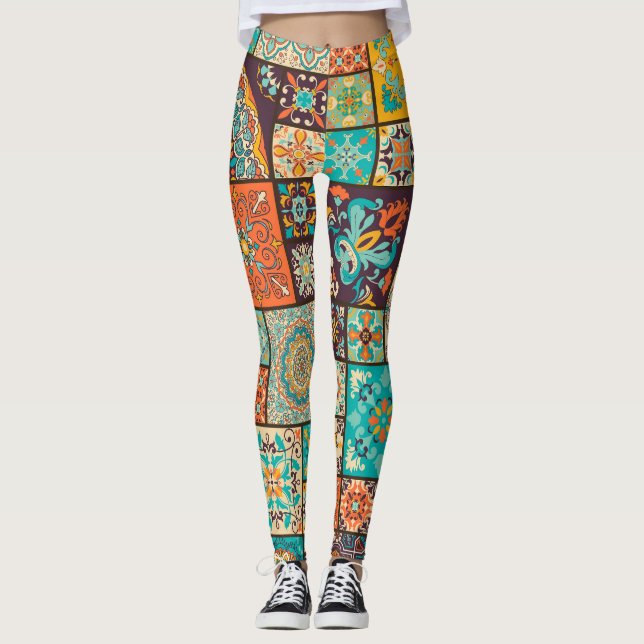 Legging Um padrão de azulejo islâmico e árabe. (Frente)