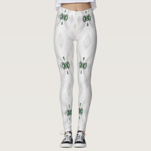 Legging Um padrão de neve branca e fita de Natal