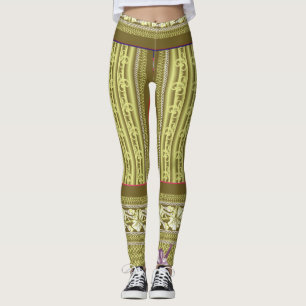 Legging um padrão de pontos cruzados de um vaso com flores