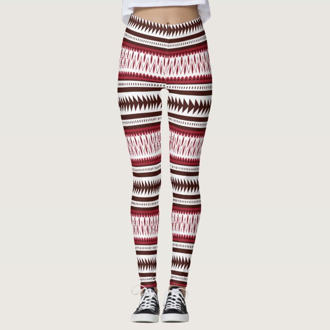 Legging um padrão listrado vermelho e branco (Frente)