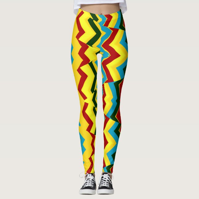 Legging Um padrão zigzag colorido "Ratti_Creative_Arts" (Frente)