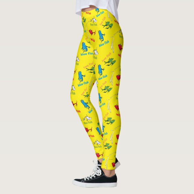 Legging Um Peixe Dois Peixes Padrão Amarelo (Esquerda)