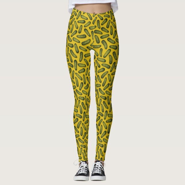 Legging Um Plethora De Picles - Gherkins Verde E Amarelo (Frente)