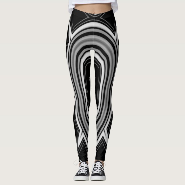 Legging Um preto e branco vibrante "Ratti_Creative_Arts" (Frente)
