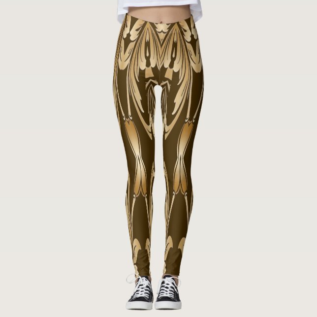Legging Uma cor marrom fofa única "Ratti_Creative_Arts" (Frente)