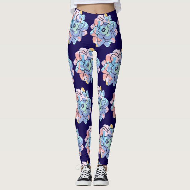 Legging Uma flor feita de manchas de tinta (Frente)