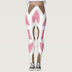 Legging uma flor rosa sobre fundo castanho