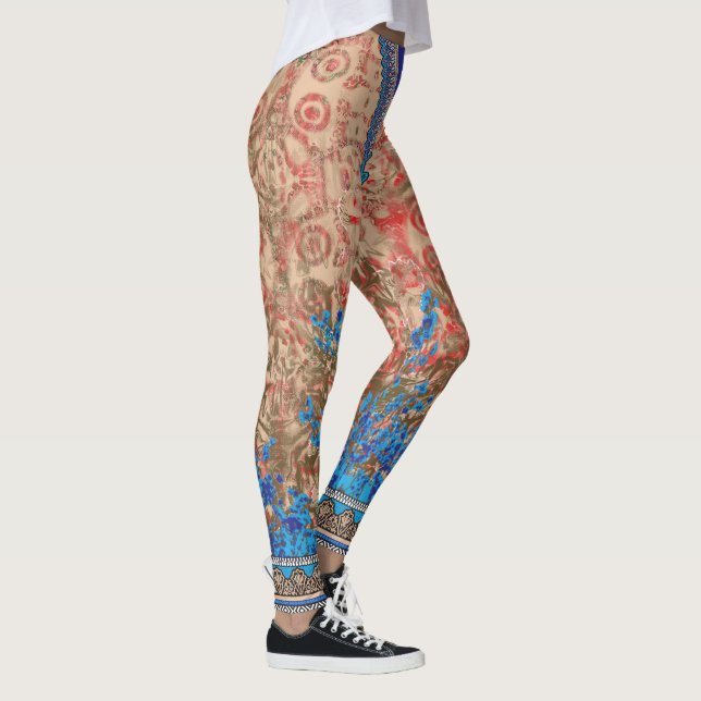 Legging uma fotografia de um cachecol azul e bege (Direita)