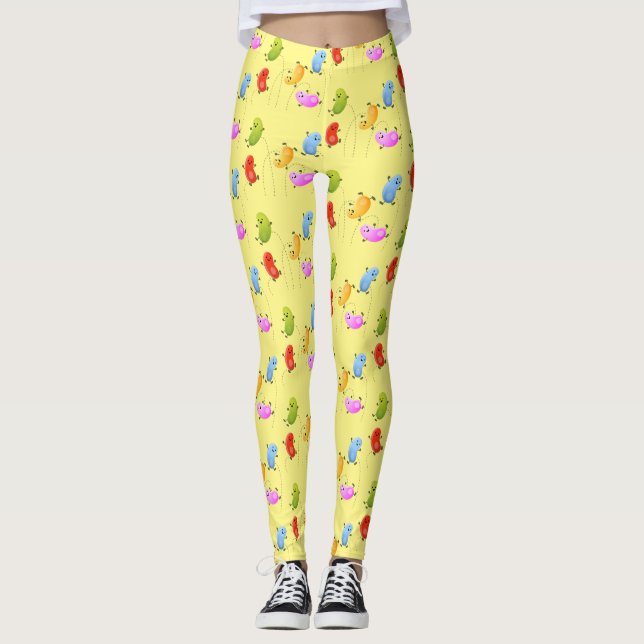 Legging Uma ilustração de cartoon de boas-vindas felizes (Frente)