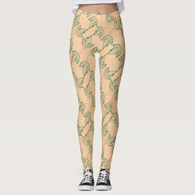 Legging Uma imagem em camadas de uma folha de mapa em verd (Frente)